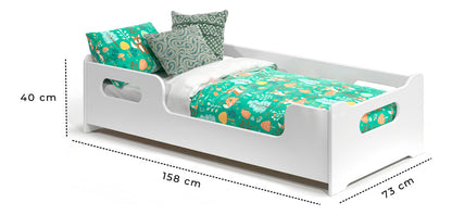 Mini Cama Infantil Montessoriana Encanto Para Quarto De Criança Menina E Menino Com Colchão E Proteção Lateral Cor Branco
