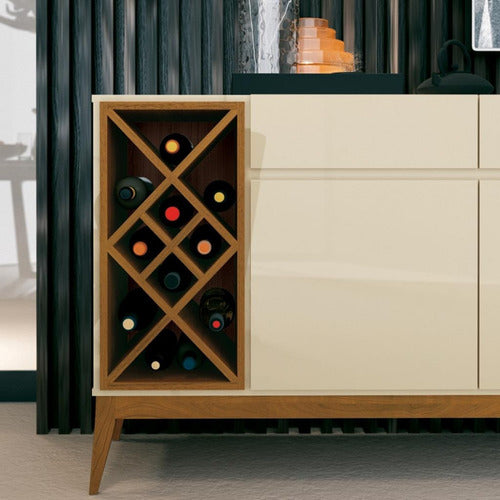 Buffet 3 Portas 3 Gavetas Passion Edn Cor Off White/cedro