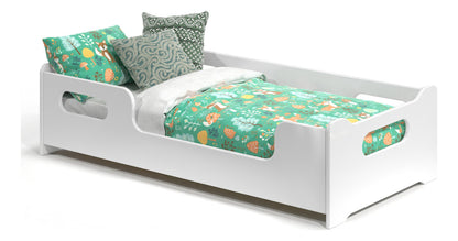 Mini Cama Infantil Montessoriana Encanto Para Quarto De Criança Menina E Menino Com Colchão E Proteção Lateral Cor Branco