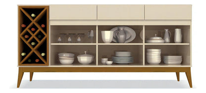 Buffet 3 Portas 3 Gavetas Passion Edn Cor Off White/cedro