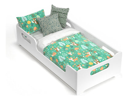 Mini Cama Infantil Montessoriana Encanto Para Quarto De Criança Menina E Menino Com Colchão E Proteção Lateral Cor Branco
