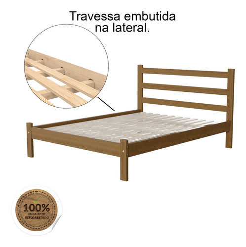 Cama Casal Madeira Maciça Rustica Luiza Móveis Ac