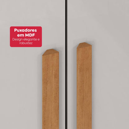 Guarda-roupa Casal Easy Slim 8 Portas Com Espelho Amendoa Clean/Off White