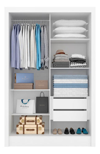 Guarda Roupa Solteiro Nanda 2 Portas De Correr Branco