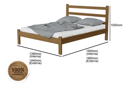 Cama Casal Madeira Maciça Rustica Luiza Móveis Ac