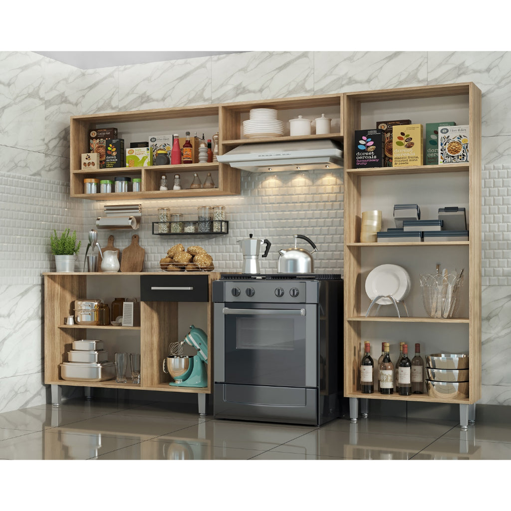 Armário Cozinha Estrela 9 Portas 1 Gaveta Com Balcão