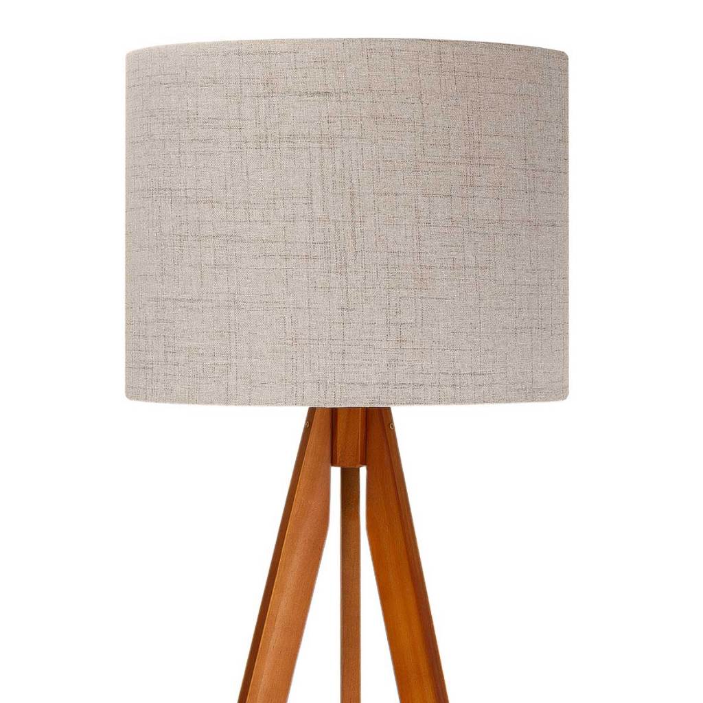 Abajur De Chão Tripé 1,50 Cm Completo Com Cúpula Tecido Linho E Fiação Luminária De Piso Para Sala