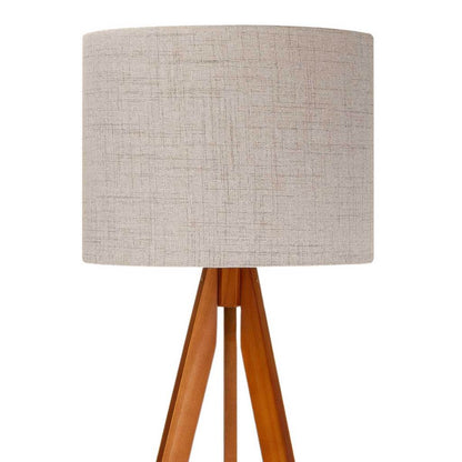 Abajur De Chão Tripé 1,50 Cm Completo Com Cúpula Tecido Linho E Fiação Luminária De Piso Para Sala