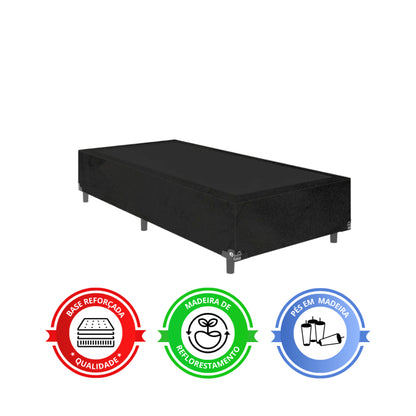 Cama Box Solteiro + Colchão D33 One Face - Suede Preto