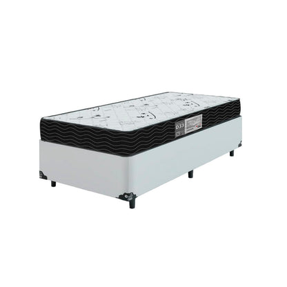 Cama Box Solteiro + Colchão D33 One Face - Couro Branco