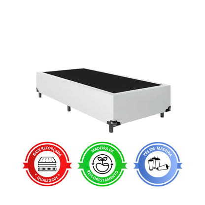 Cama Box Solteiro + Colchão D33 One Face - Couro Branco