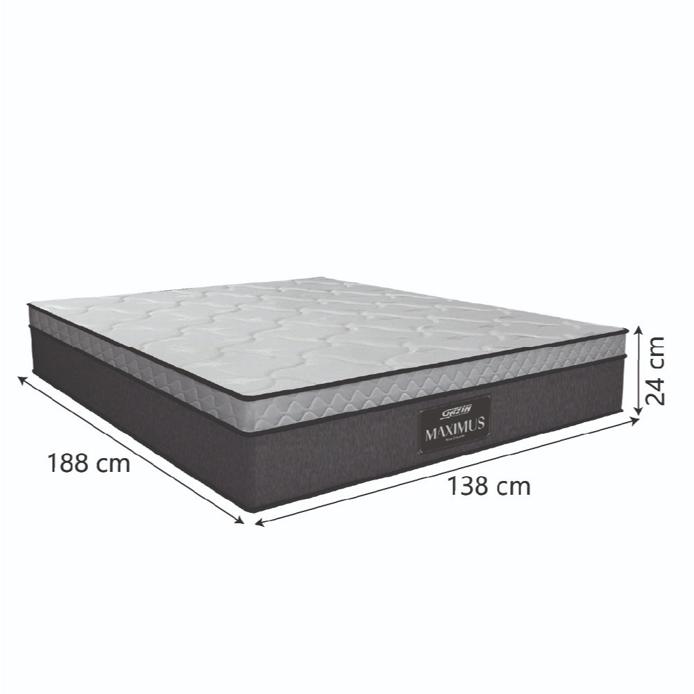 Cama Box Casal Colchão Molas Ensacadas Pillow Maximus 138x188x62cm Cinza / Preto Gazin