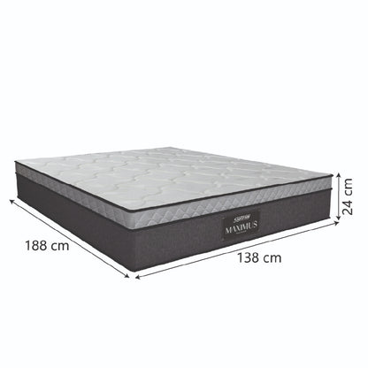 Cama Box Casal Colchão Molas Ensacadas Pillow Maximus 138x188x62cm Cinza / Preto Gazin