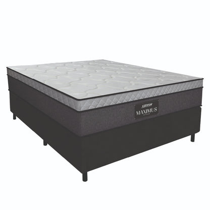 Cama Box Casal Colchão Molas Ensacadas Pillow Maximus 138x188x62cm Cinza / Preto Gazin