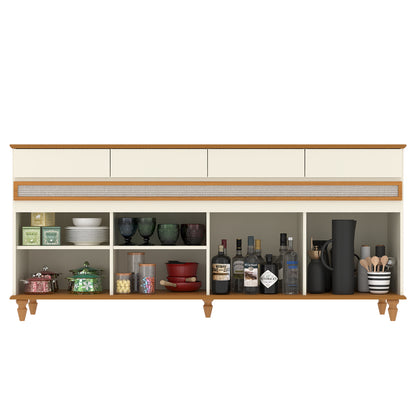 Aparador Buffet 4 Portas 4 Gavetas com Pés em Madeira Maciça Dublin