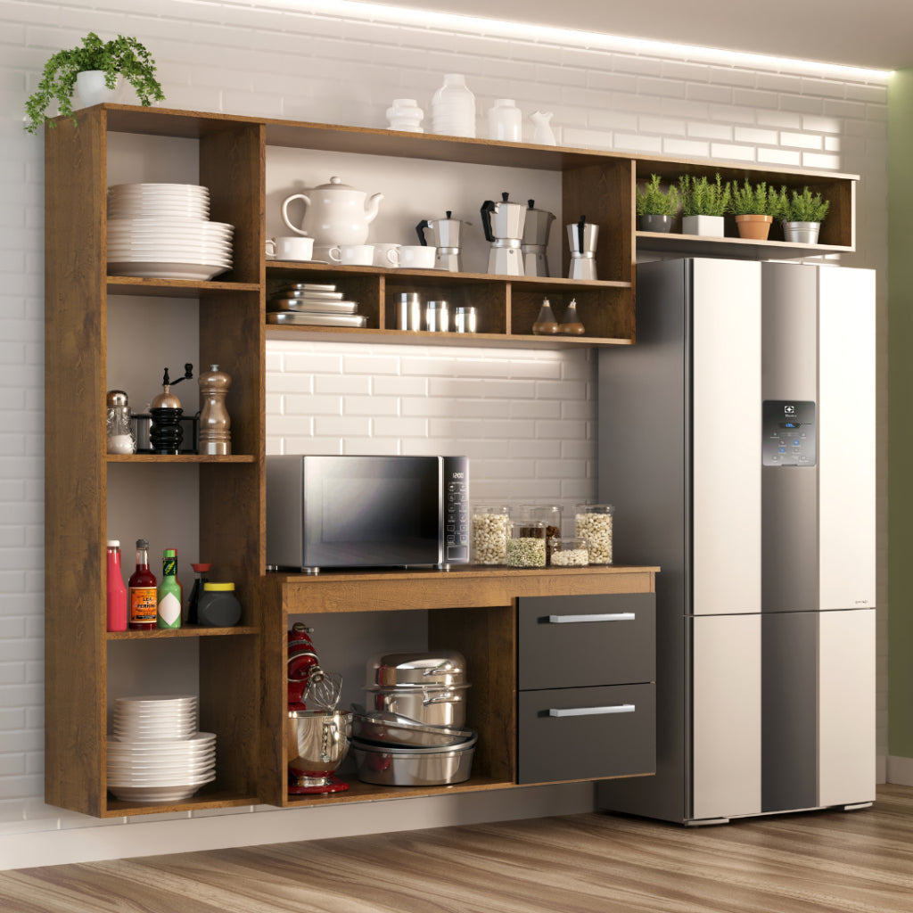 Armário Cozinha Compacta Lua 4 Portas 2 Gavetas