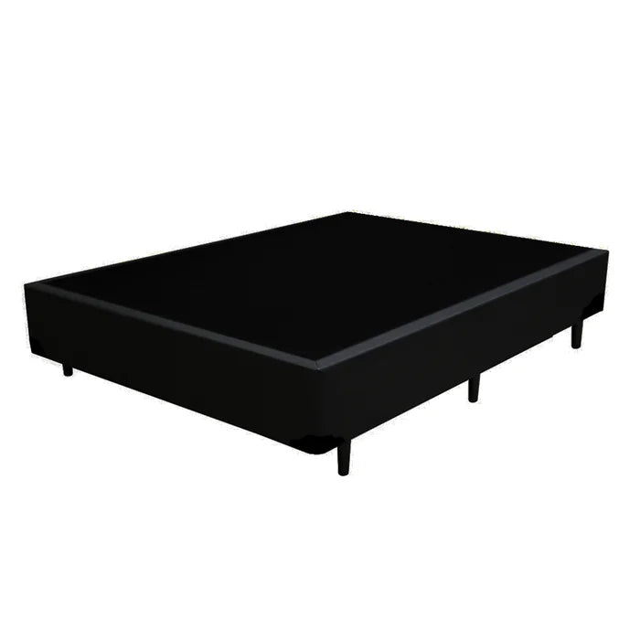 Cama Box Casal + Colchão Top Line Mola Bonnel Serra Negra 60x138x188 Cor:Sintético Preto