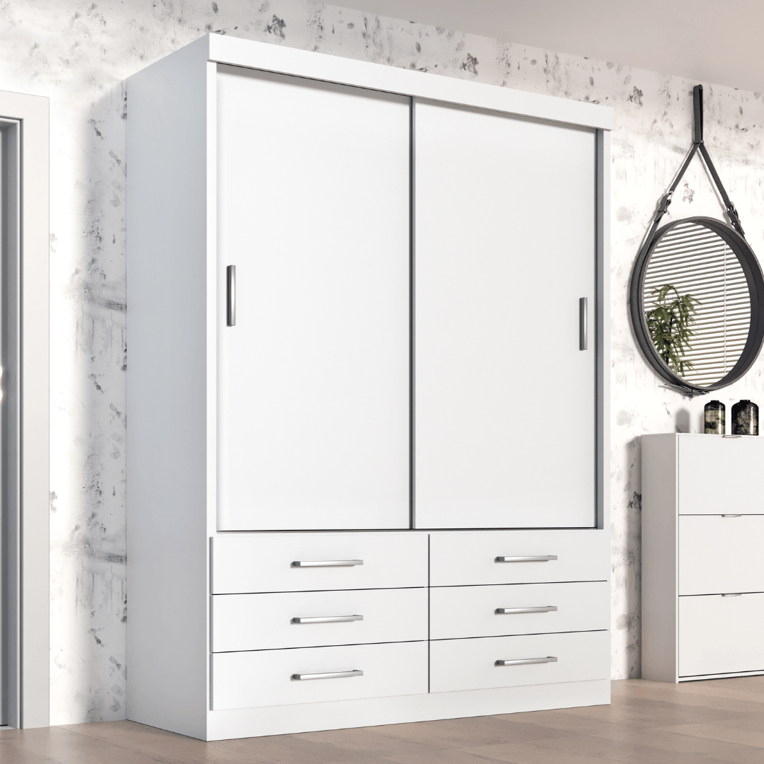 Guarda Roupa Solteiro Capri 2 Portas 6 Gavetas