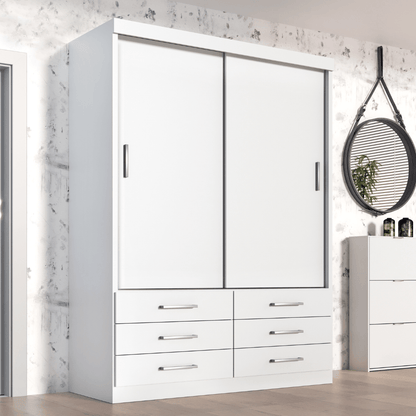 Guarda Roupa Solteiro Capri 2 Portas 6 Gavetas