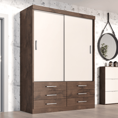 Guarda Roupa Solteiro Capri 2 Portas 6 Gavetas