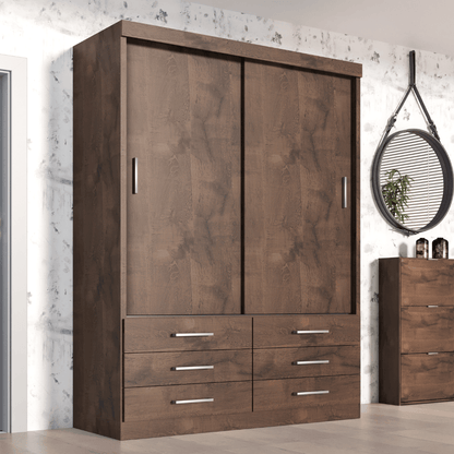 Guarda Roupa Solteiro Capri 2 Portas 6 Gavetas