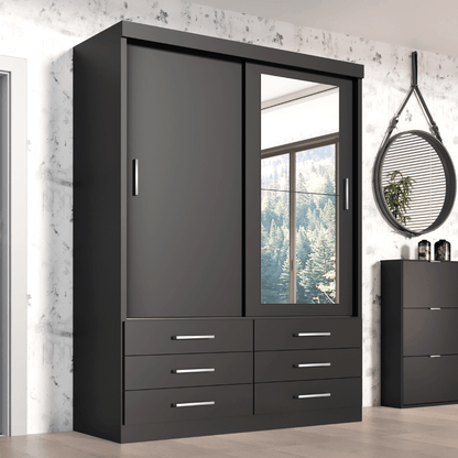 Guarda Roupa Solteiro Capri 2 Portas 6 Gavetas com Espelho