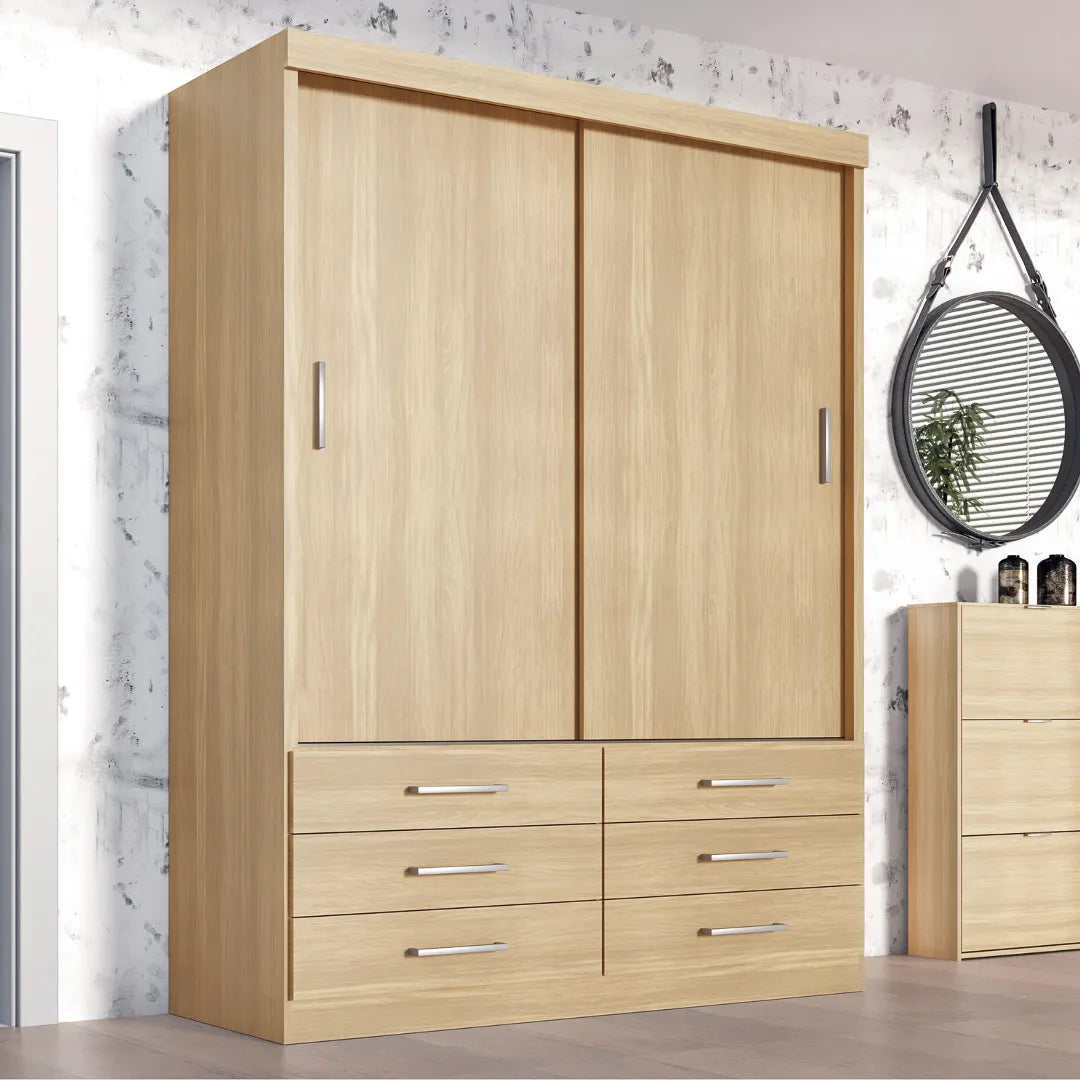 Guarda Roupa Solteiro Capri 2 Portas 6 Gavetas