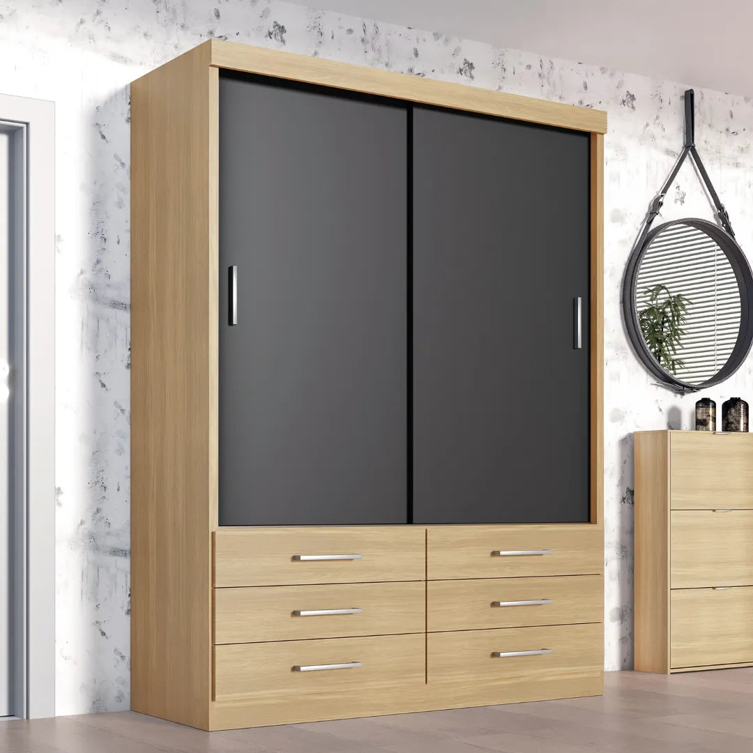 Guarda Roupa Solteiro Capri 2 Portas 6 Gavetas