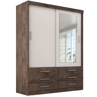 Guarda Roupa Solteiro Capri 2 Portas 6 Gavetas com Espelho