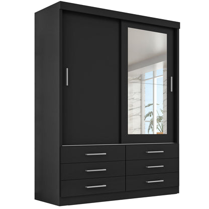 Guarda Roupa Solteiro Capri 2 Portas 6 Gavetas com Espelho