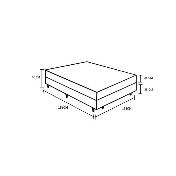 Cama Box Casal + Colchão Top Line Mola Bonnel Serra Negra 60x138x188 Cor:Sintético Preto