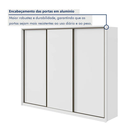 Guarda-Roupa Casal Spazio 3 Portas 6 Gavetas 100% MDF Branco