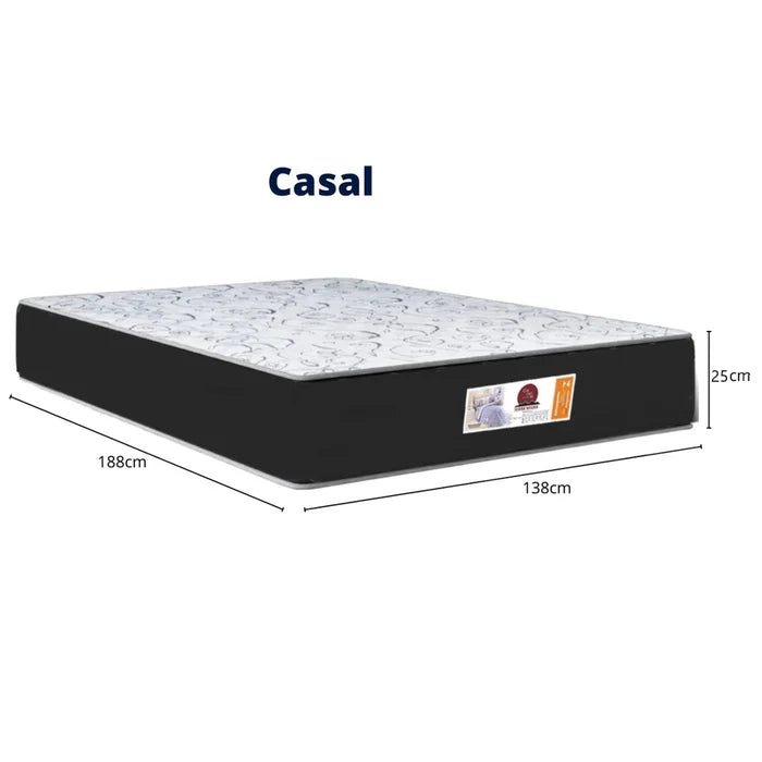 Cama Box Casal + Colchão Top Line Mola Bonnel Serra Negra 60x138x188 Cor:Sintético Preto
