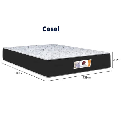Cama Box Casal + Colchão Top Line Mola Bonnel Serra Negra 60x138x188 Cor:Sintético Preto
