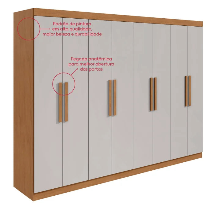 Guarda-roupa Casal Easy Slim 8 Portas Amendoa Clean/Off White