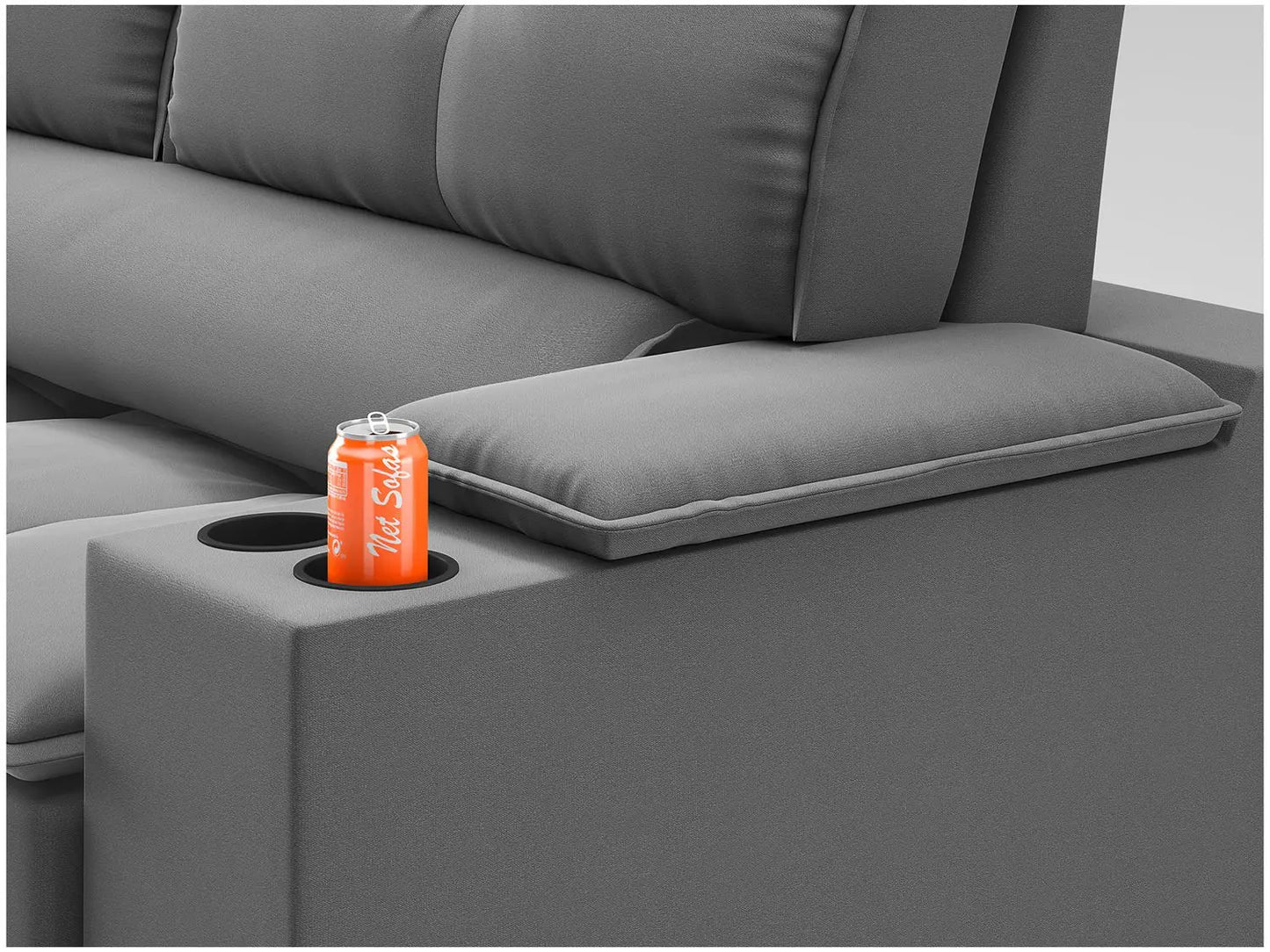 Sofá 3 Lugares Retrátil e Reclinável Tom com Porta-Copos Velosuede 2,05m