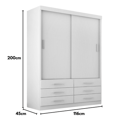 Guarda Roupa Solteiro Capri 2 Portas 6 Gavetas
