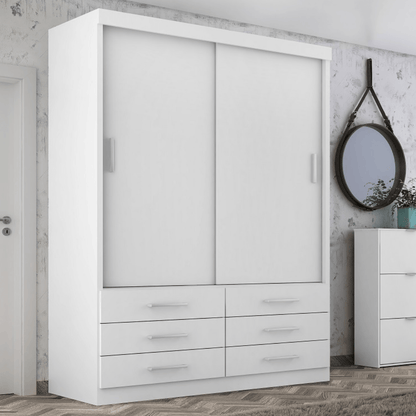 Guarda Roupa Solteiro Capri 2 Portas 6 Gavetas