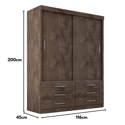 Guarda Roupa Solteiro Capri 2 Portas 6 Gavetas