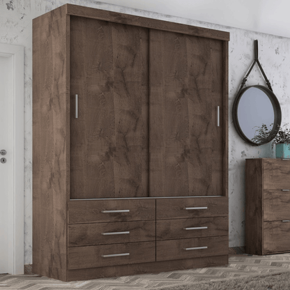 Guarda Roupa Solteiro Capri 2 Portas 6 Gavetas