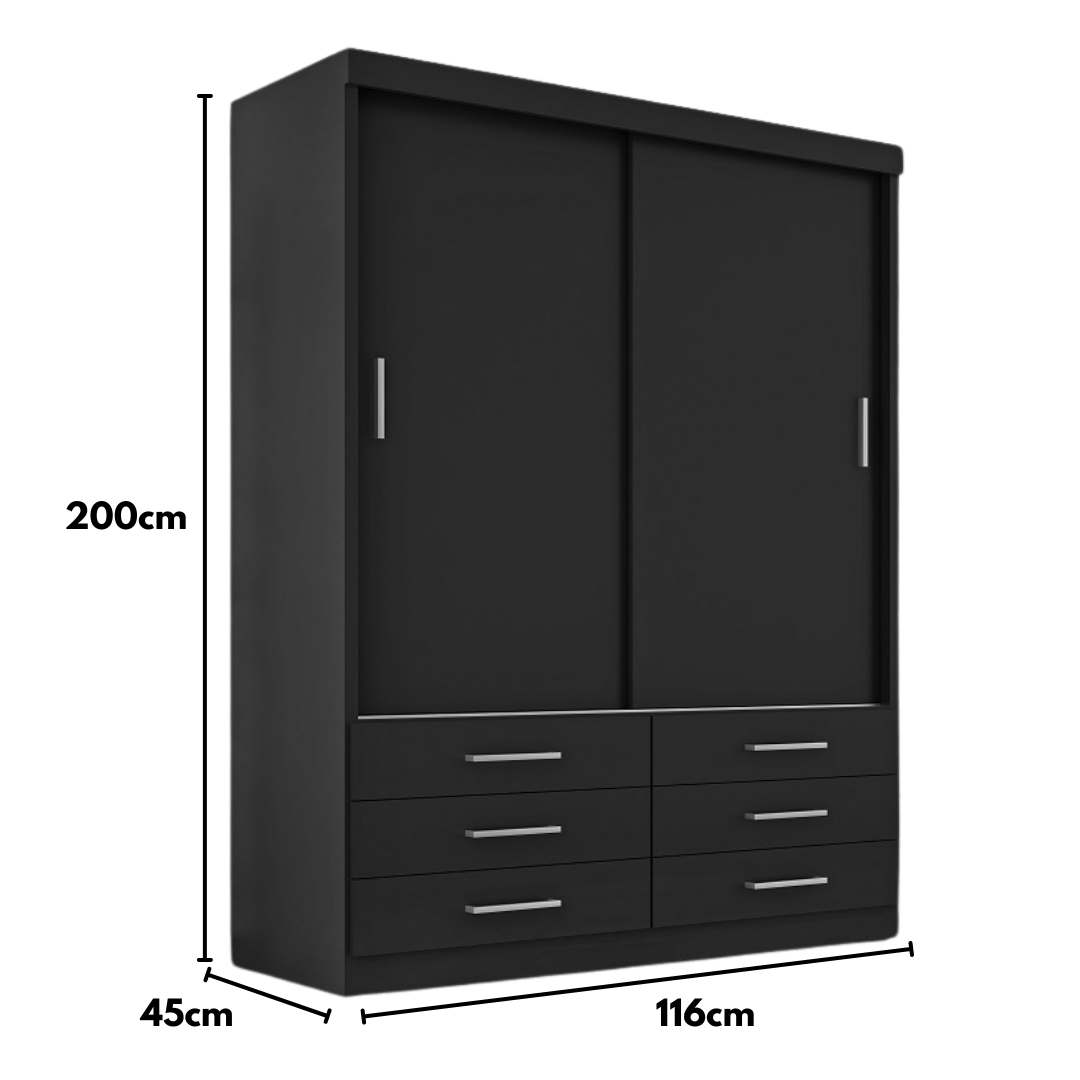 Guarda Roupa Solteiro Capri 2 Portas 6 Gavetas