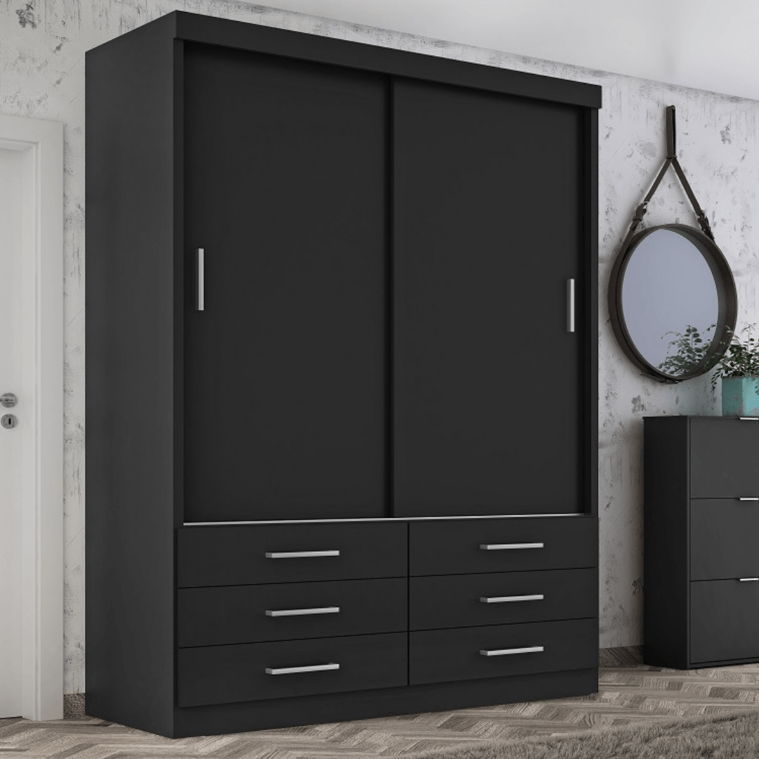 Guarda Roupa Solteiro Capri 2 Portas 6 Gavetas