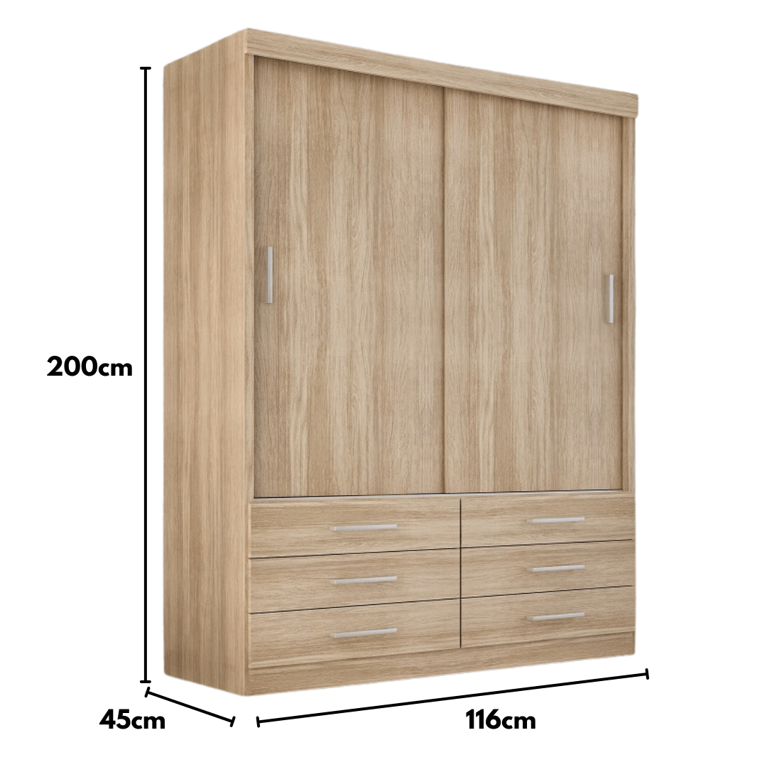 Guarda Roupa Solteiro Capri 2 Portas 6 Gavetas