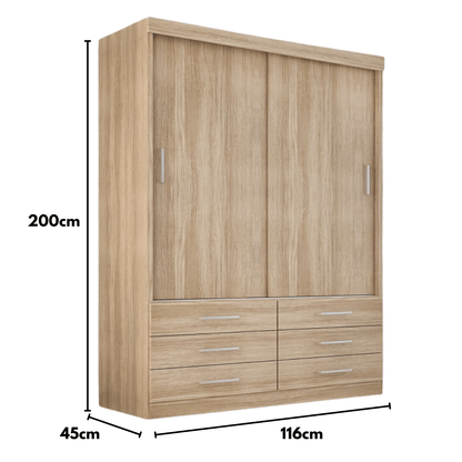 Guarda Roupa Solteiro Capri 2 Portas 6 Gavetas