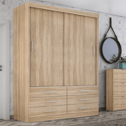 Guarda Roupa Solteiro Capri 2 Portas 6 Gavetas