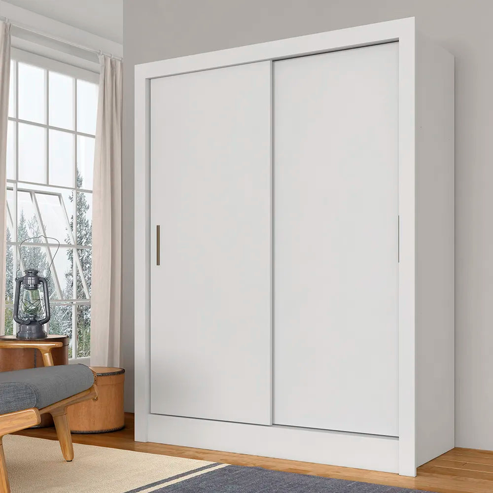 Guarda Roupa Solteiro Nanda 2 Portas De Correr Branco