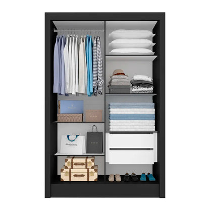 Guarda Roupa Solteiro Nanda 2 Portas De Correr Preto Fosco