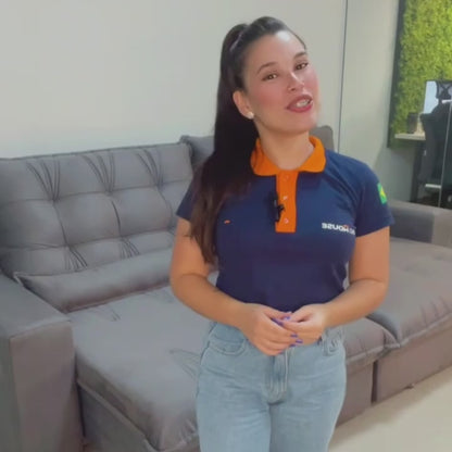 Sofá Retrátil Reclinável Zurique 2,30m Suede Velut Cinza c/ Molas no Assento - King House