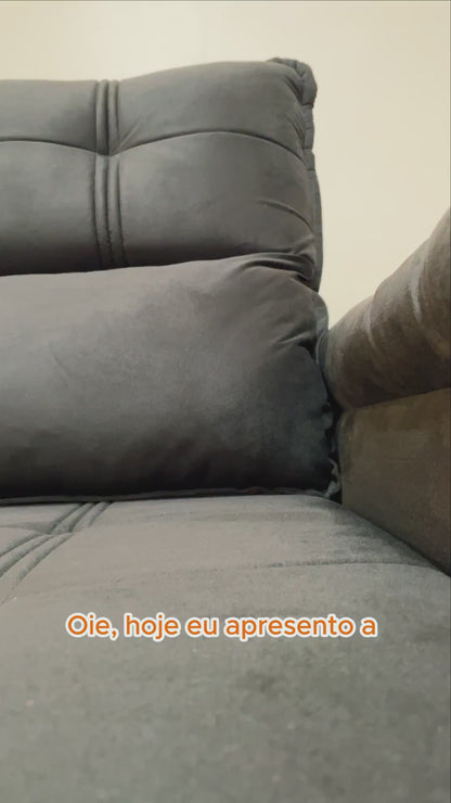 Sofá Retrátil Reclinável King House Verona 2,00m Velut Cinza C/ Molas