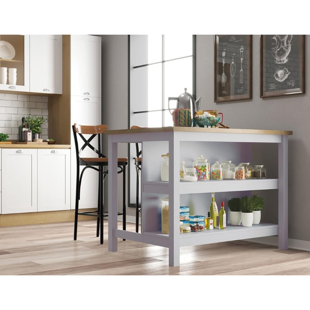 Bancada gourmet ilha cozinha Ditália 2 Prat. Cinza CD-1019